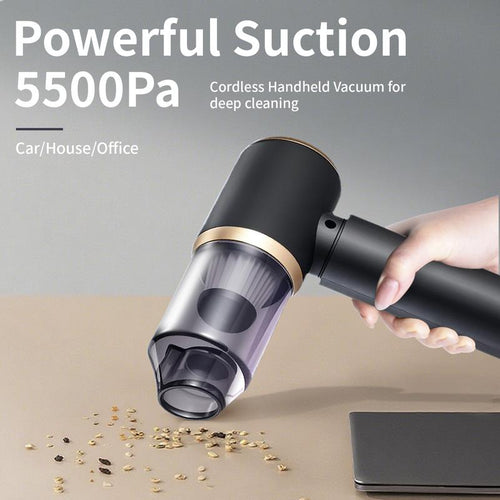 Powerful handheld cordless vacuum cleaner with strong suction.